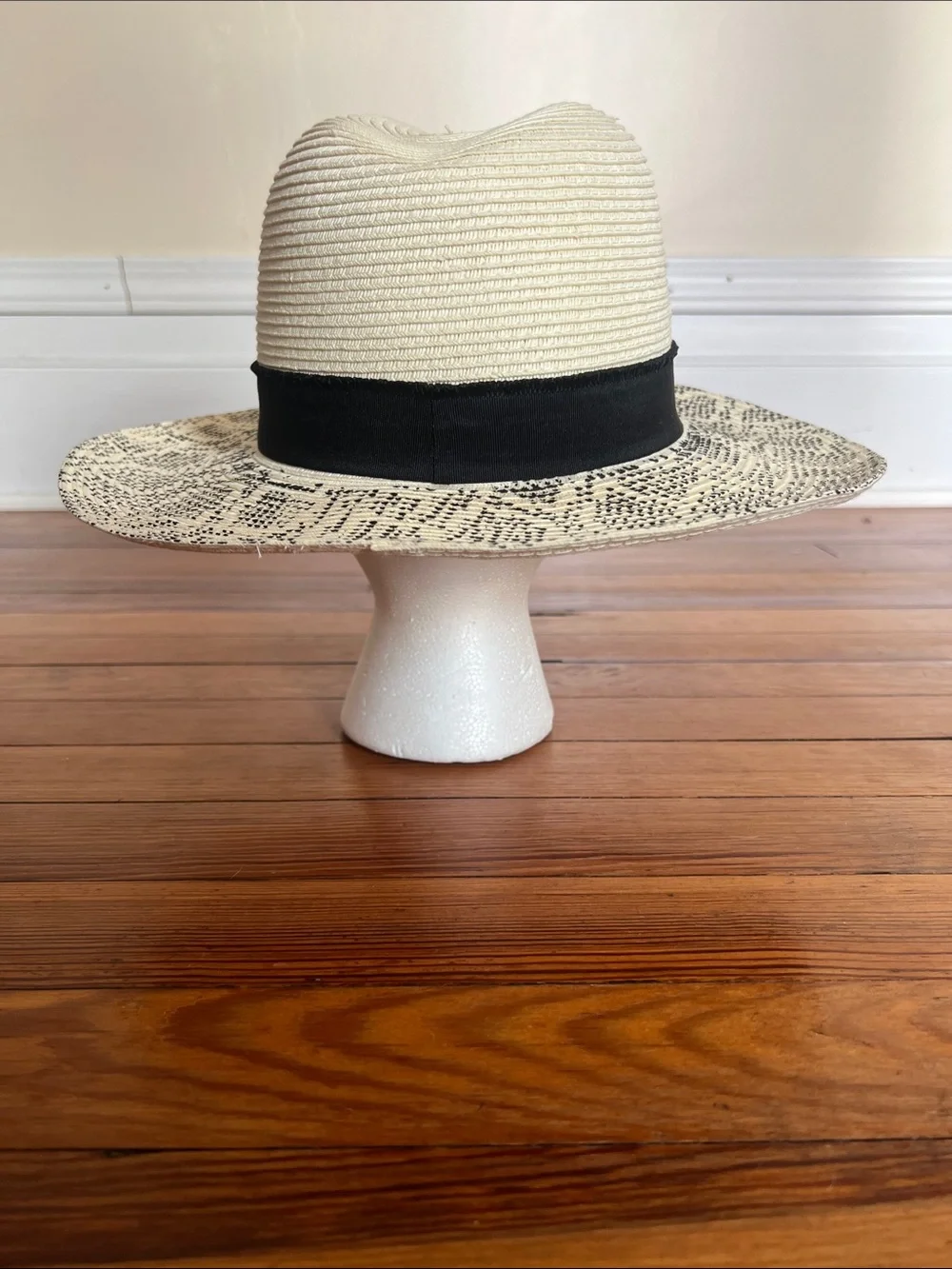 San Diego Hat Company Straw Fedora Wide Brim Snakeskin Print Paper Braid Sun Hat